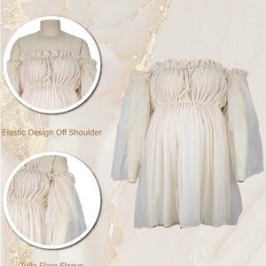 Cascading ruffle off shoulder tulle baby shower